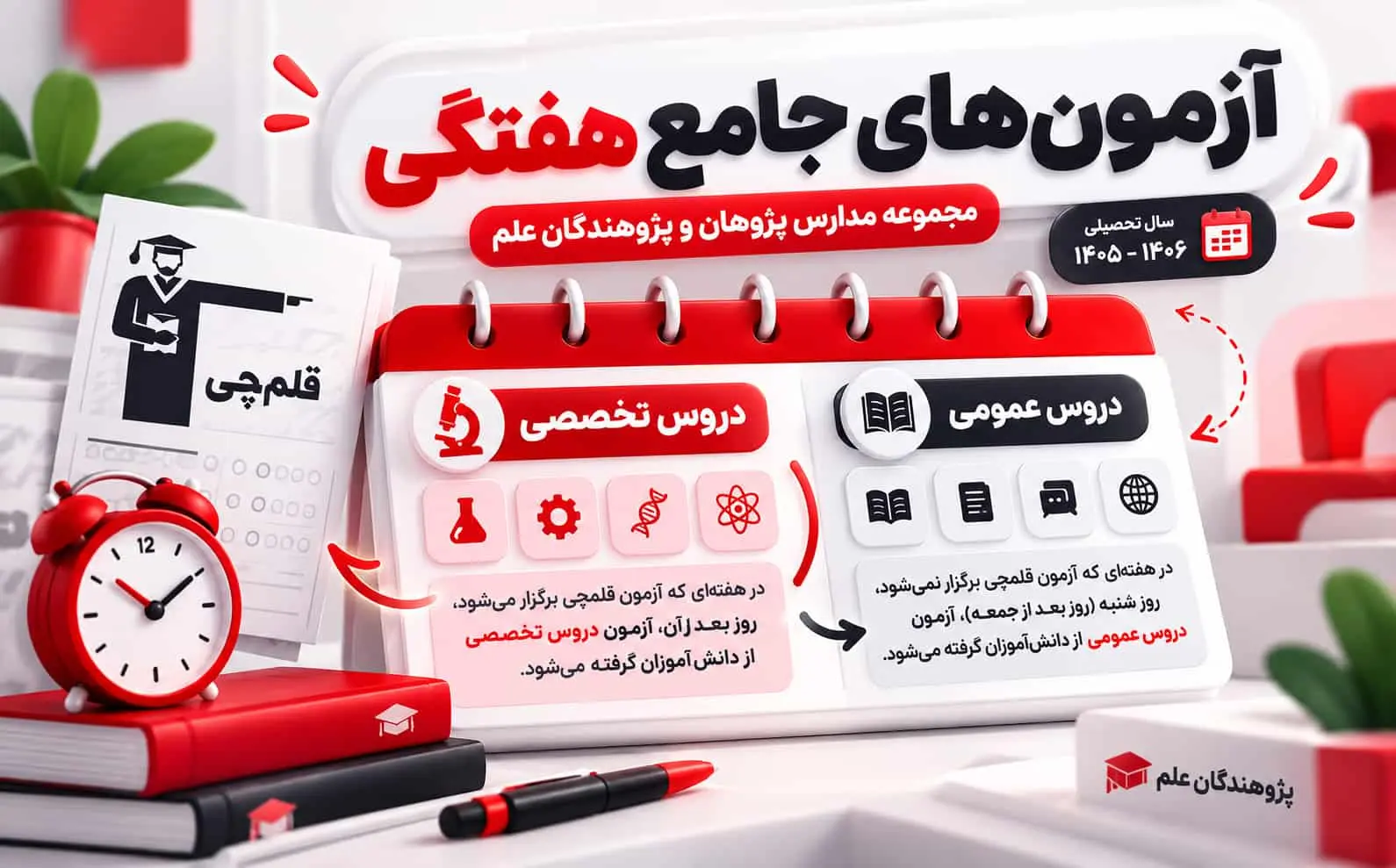 آزمون‌های جامع هفتگی پژوهان و پژوهندگان علم 1405–1406