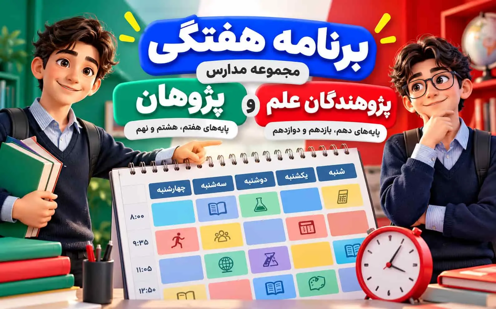 برنامه هفتگی مجموعه مدارس پژوهان و پژوهندگان علم 1405–1406