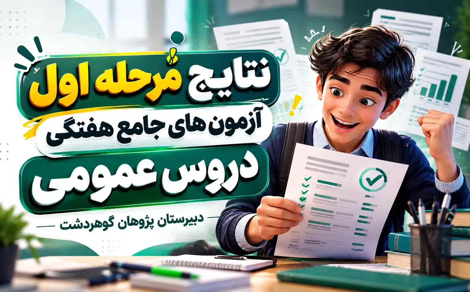 نتایج مرحله اول آزمون جامع هفتگی | دبیرستان پژوهان گوهردشت