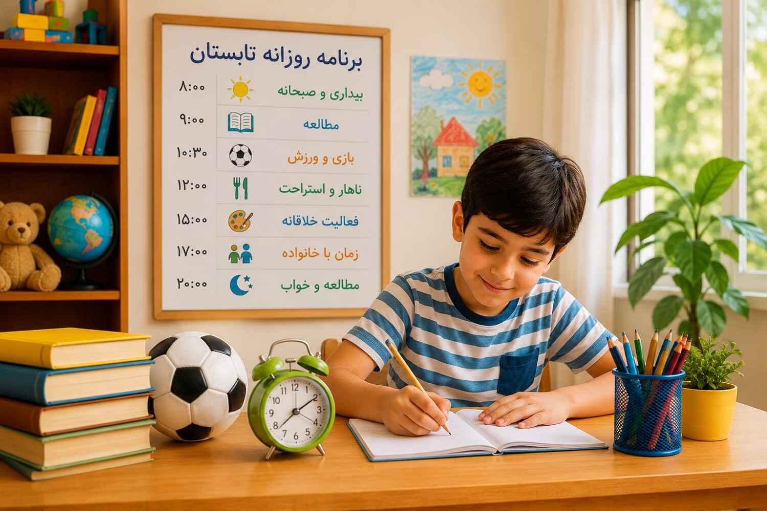 کودک در حال برنامه ریزی برای تابستان 