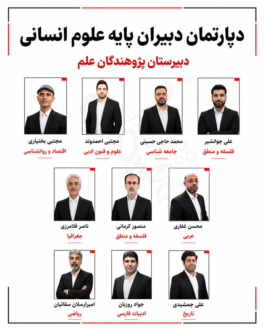 دبیران متخصص رشته علوم انسانی دبیرستان پژوهندگان علم