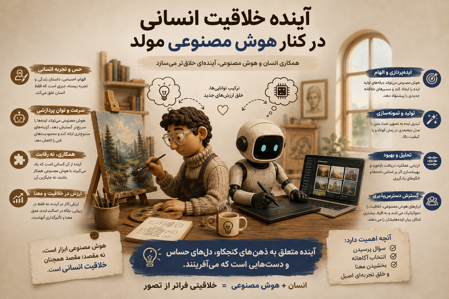 آینده خلاقیت انسانی در کنار هوش مصنوعی مولد